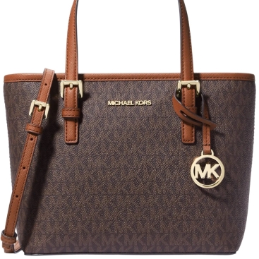 Túi Michael Kors Jet Set Travel Extra-Small Logo Top-Zip Tote Bag Brown 35T9GTVT0B