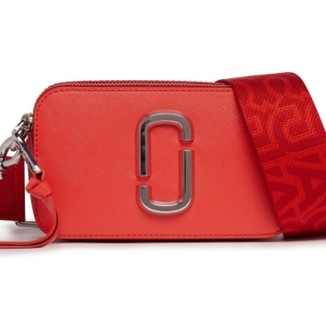 Túi đeo vai nữ Marc Jacobs màu đỏ cam The Bi-Color Snapshot Crossbody Bag In Electric Orange Multi