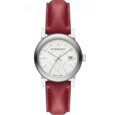 Đồng Hồ Nữ Burberry The City White Silver Dial Red Leather Ladies Watch BU9129