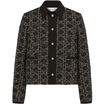 Áo khoác Dior Macrocannage Jacket Black Cotton-Blend Tweed