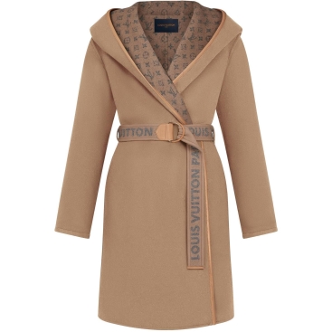 Áo khoác LV nữ Louis Vuitton Luxury Beige Belted Hooded Wrap Coat Ready To Wear