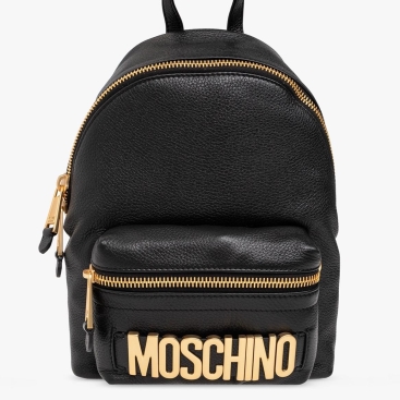 Balo Nữ Moschino Black Leather Backpack With Logo
