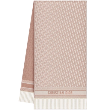 Khăn choàng Dior Oblique Scarf Ecru and Rose des Vents Cashmere