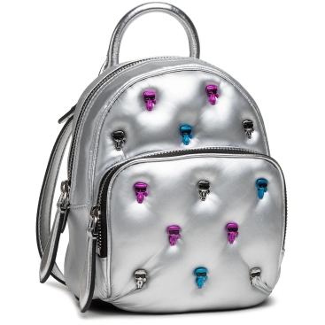 Balô nữ Karl Lagerfeld Ikonik Karl Multi Pin Mini Silver Backpack
