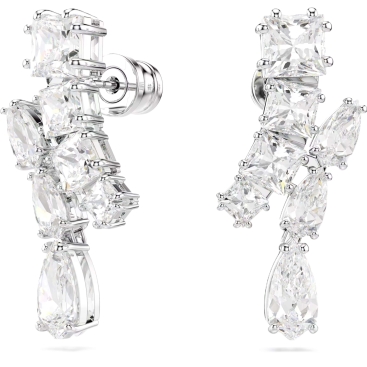 Bông tai Swarovski Matrix Drop Earrings Mixed Cuts White Rhodium Plated 5700418