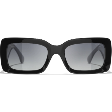 Kính mát Chanel Rectangle Sunglasses Black Acetate Metal 5534