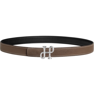 Dây nịt nữ Hermes Cor Baroque Belt Buckle Reversible Leather Strap Étoupe 24 mm