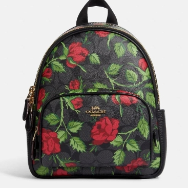 Balo nữ Coach Mini Court Backpack In Signature Canvas With Fairytale Rose Print