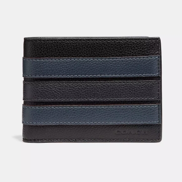Ví Coach Ngắn Nam Slim Billfold Wallet With Varsity Stripe Smooth Calf Leather F26171