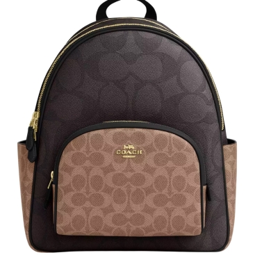 Ba lô Coach Coat Backpack in Blocked Signature Canvas Walnut CZ771