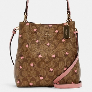 Túi xách Coach nữ Small Town Bucket Bag In Signature Canvas With Heart Floral Print