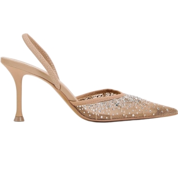 Guốc Zara Mesh Heeled Mules with Back Strap Pointed Toe Pumps