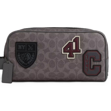 Túi Coach Nam Large Travel Kit In Signature Canvas With Patches Grey Multi CCF36