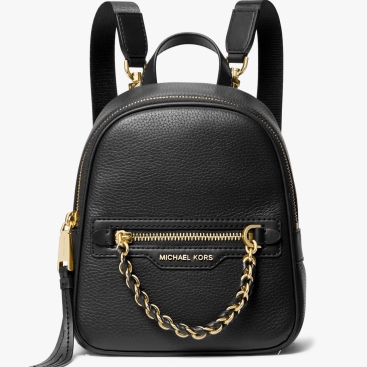 Ba lô MK nữ Michael Kors Elliot Extra Small Black Leather Backpack 30F3G5EB0L001