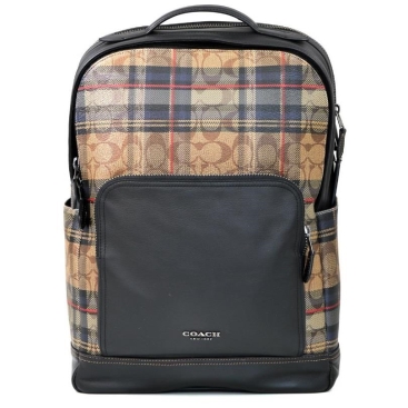Balo nam Coach Graham Backpack In Signature Canvas With Plaid Print