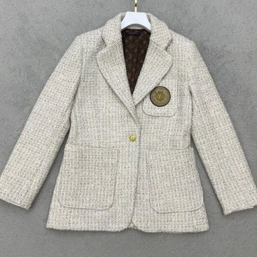 Áo khoác Vest LV vải Tweed Autumn Winter Wool Long Sleeve Suit Jacket