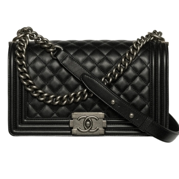 Túi Chanel Boy Calfskin Ruthenium-Finish Metal Black