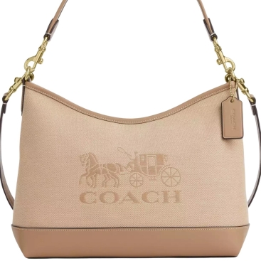 Túi Coach nữ Laurel Shoulder Bag With Horse And Carriage Dark Natural Multi CAK91
