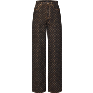 Quần LV nữ Louis Vuitton Monogram Straight-Cut Jeans Monogram Brown