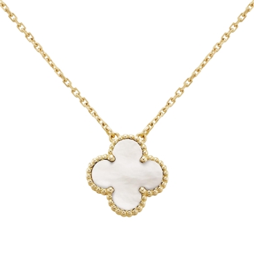 Dây Chuyền cỏ 4 lá Van Cleef Arpels Vintage Alhambra Necklace Pendant In Stone White Mother-Of-Pearl VCARA45900