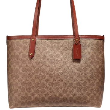 Túi Coach Central Tote With Zip In Signature Canvas Sand Brown 69422
