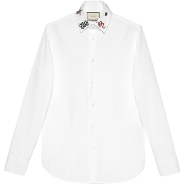Áo Gucci Nam White Symbols Shirt with Snake Eye and UFO Design