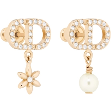 Bông tai Dior Petit CD Daisy Earrings Pale Gold-Finish Metal White Resin Pearl