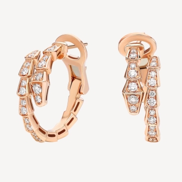 Bông tai Bvlgari Serpenti Viper Rose Gold Earrings Set With Pavé Diamonds 358361