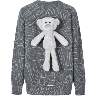 Áo gấu 13DE Marzo Bear Logo Sketch Jumper Grey