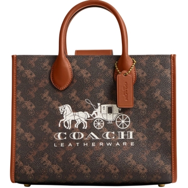 Túi Coach nữ Ace Tote 26 With Horse And Carriage Print Dark Brown CR680