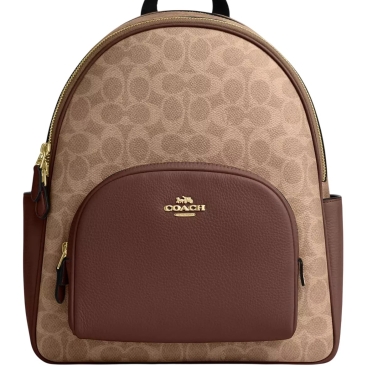 Balo Coach Court Backpack In Signature Canvas Tan Brown CZ176