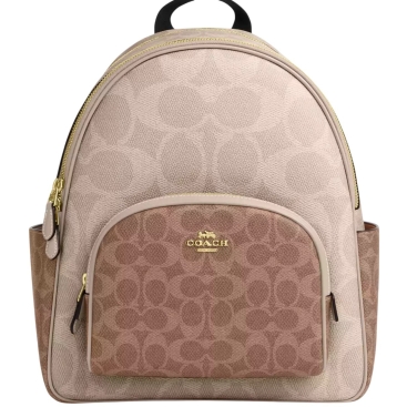 Balo Coach Coat Backpack in Blocked Signature Canvas Sand CZ771