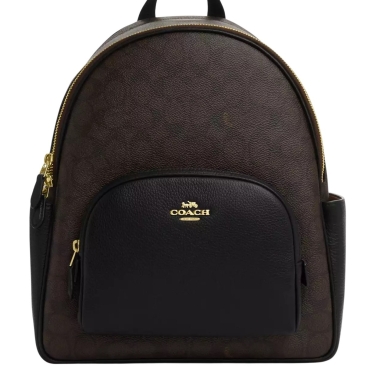 Balo nữ Coach Court Backpack In Signature Canvas Walnut Black CZ176