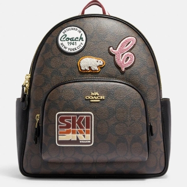 Balo nữ Coach 1941 Court Backpack In Signature Canvas With Ski Patches