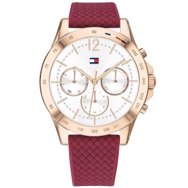 Đồng hồ nữ Tommy Hilfiger Rose Gold Sport Watch With Red Silicone Strap Haven Analog Watch for Women TH1782200W