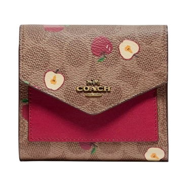Ví ngắn Coach Small Wallet In Signature Canvas With Scattered Apple Print F87709