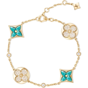 Vòng Tay Louis Vuitton Color Blossom BB Star and Sun Multi Motif Bracelet Yellow Gold Amazonite and Diamonds