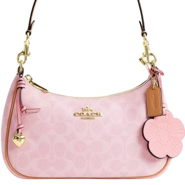 Túi Coach Teri Shoulder Bag In Signature Canvas With Charms Powder Pink CEA20