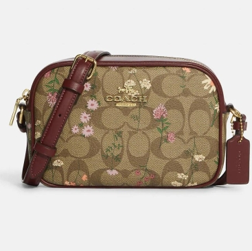 Túi Coach nữ Mini Jamie Camera Bag In Khaki Multi Signature Canvas With Wildflower Print 