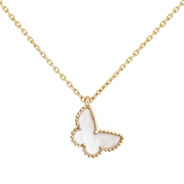 Dây Chuyền Van Cleef & Arpels Sweet Alhambra Butterfly Pendant 18K Yellow Gold White Mother Of Pearl VCARF69300