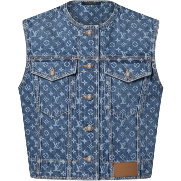Áo Louis Vuitton Sleeveless Monogram Denim Jacket Blue