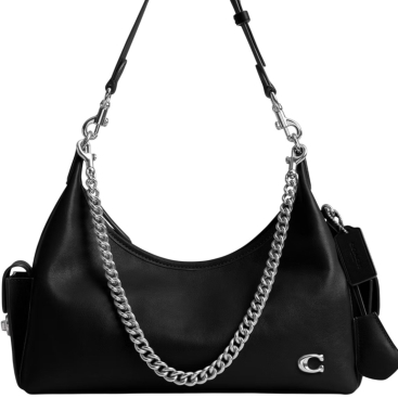 Túi đeo vai Coach Pocket Juliet Bag 30 Glazed Leather Black CAM20