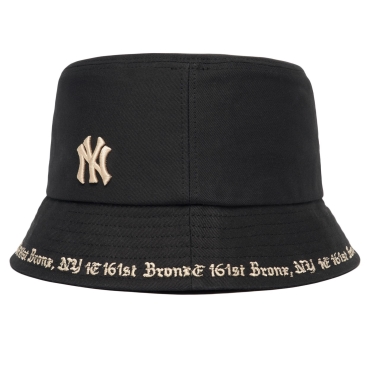 Nón MLB màu đen Bucket Hat Gothic Lettering New York Yankees 3AHTHG01N