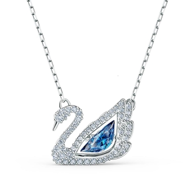 Dây chuyền nữ Dancing Swan Necklace, Blue, Rhodium plated