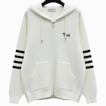 Áo khoác len trắng đen Thom Browne