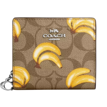 Ví ngắn Coach Snap Wallet Signature Canvas Banana Print CR942