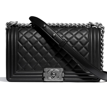 Túi xách nữ Chanel Boy Medium Leather Black Metal size 25