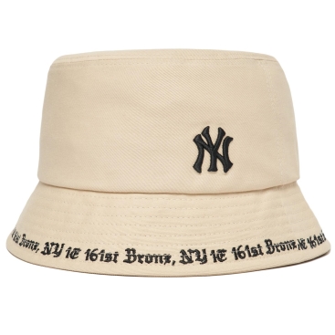 Nón MLB màu kem Bucket Hat Gothic Lettering New York Yankees 3AHTHG01N