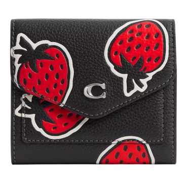 Ví Coach Winn Small Wallet Strawberry Print Black CU474