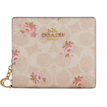 Ví ngắn Coach Snap Wallet In Signature Canvas With Floral Print CAR14